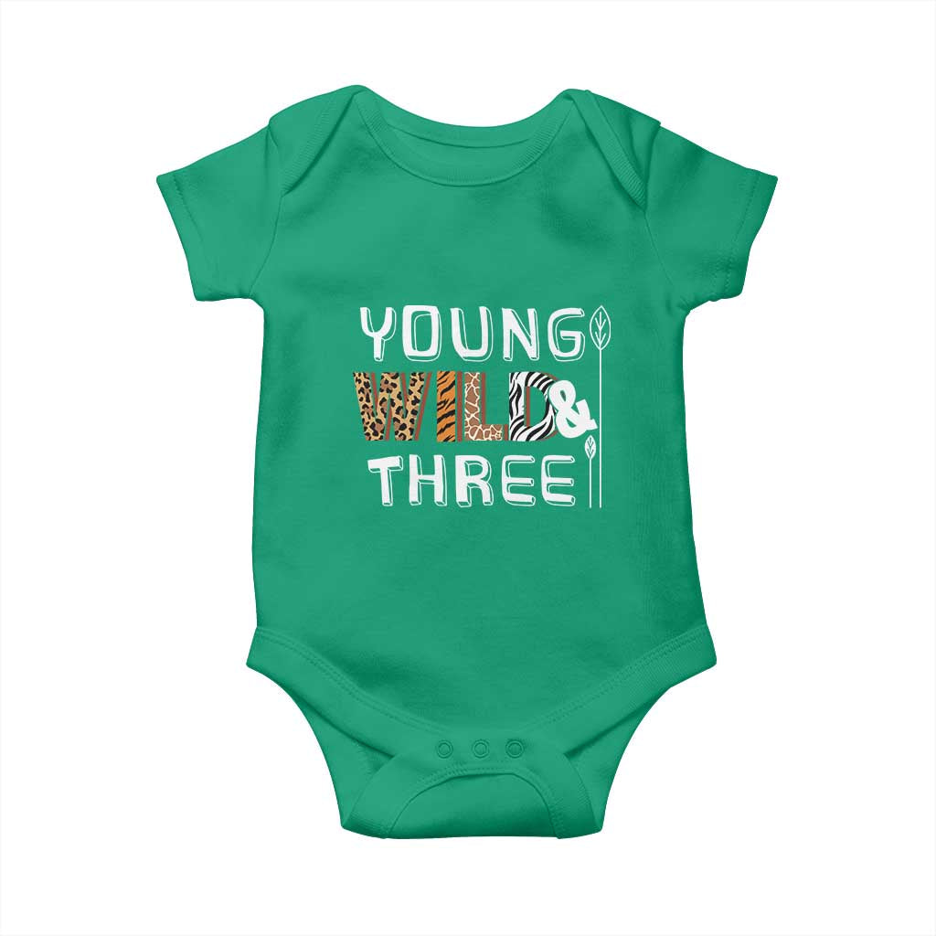 3rd Birthday Baby Onesie Young Wild And Three Safari Zoo Party