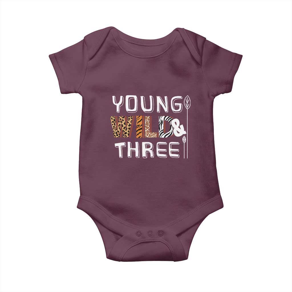 3rd Birthday Baby Onesie Young Wild And Three Safari Zoo Party