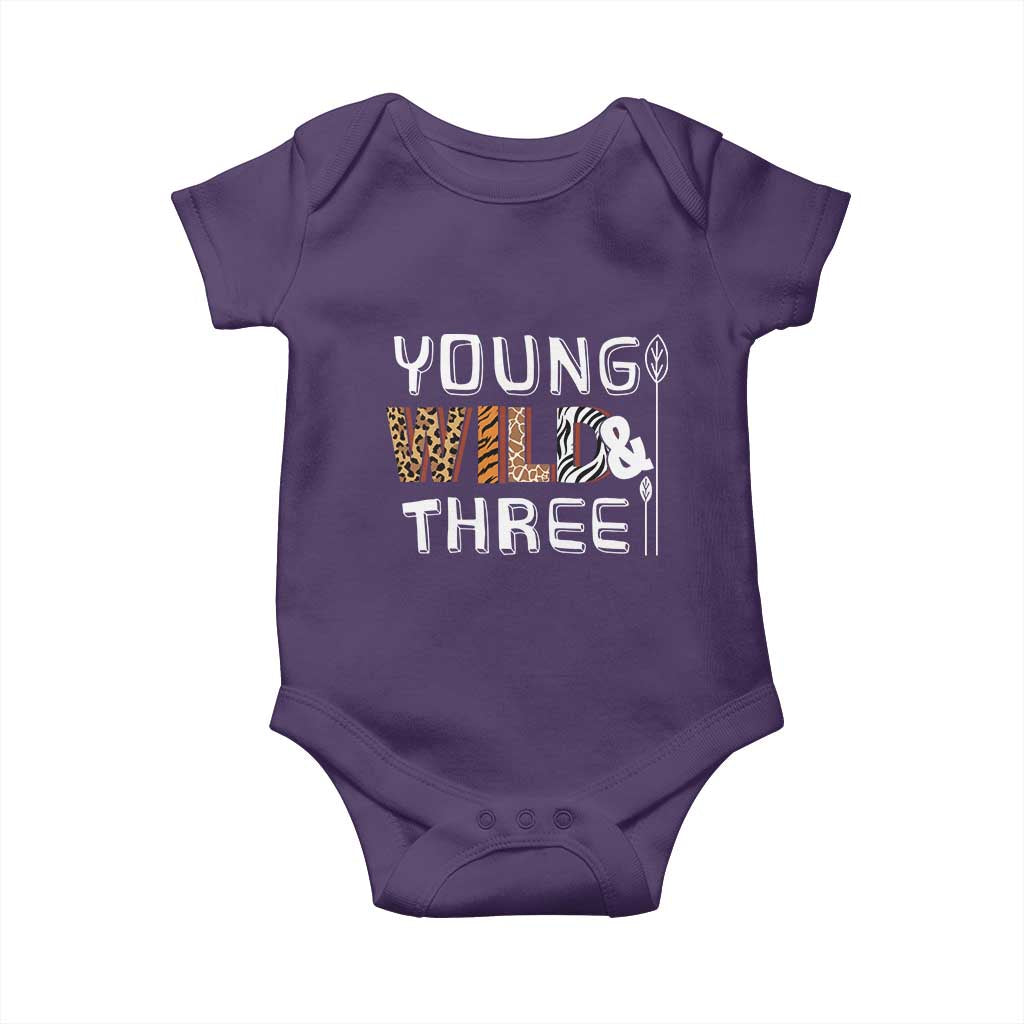 3rd Birthday Baby Onesie Young Wild And Three Safari Zoo Party