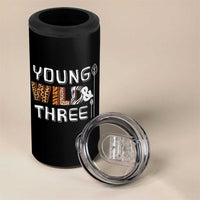 3rd Birthday 4 in 1 Can Cooler Tumbler Young Wild And Three Safari Zoo Party