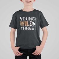 3rd Birthday T Shirt For Kid Young Wild And Three Safari Zoo Party