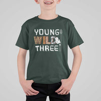 3rd Birthday T Shirt For Kid Young Wild And Three Safari Zoo Party