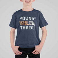 3rd Birthday T Shirt For Kid Young Wild And Three Safari Zoo Party