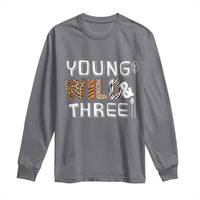3rd Birthday Long Sleeve Shirt Young Wild And Three Safari Zoo Party