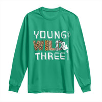 3rd Birthday Long Sleeve Shirt Young Wild And Three Safari Zoo Party