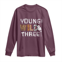 3rd Birthday Long Sleeve Shirt Young Wild And Three Safari Zoo Party