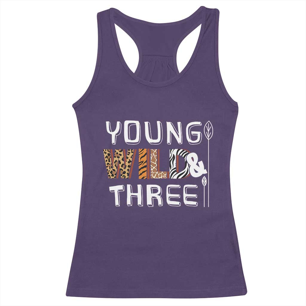 3rd Birthday Racerback Tank Top Young Wild And Three Safari Zoo Party