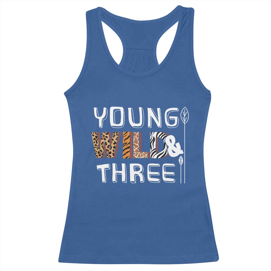 3rd Birthday Racerback Tank Top Young Wild And Three Safari Zoo Party