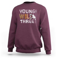 3rd Birthday Sweatshirt Young Wild And Three Safari Zoo Party