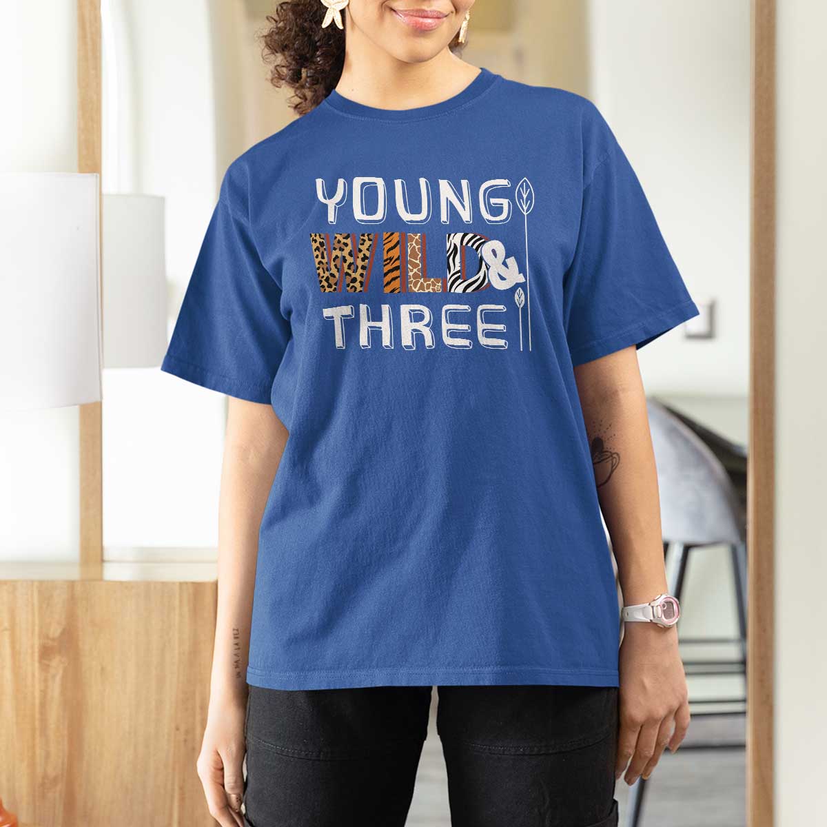 3rd Birthday T Shirt For Women Young Wild And Three Safari Zoo Party