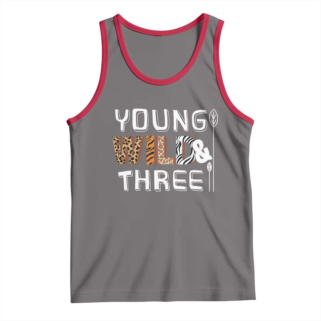 3rd Birthday Tank Top Young Wild And Three Safari Zoo Party
