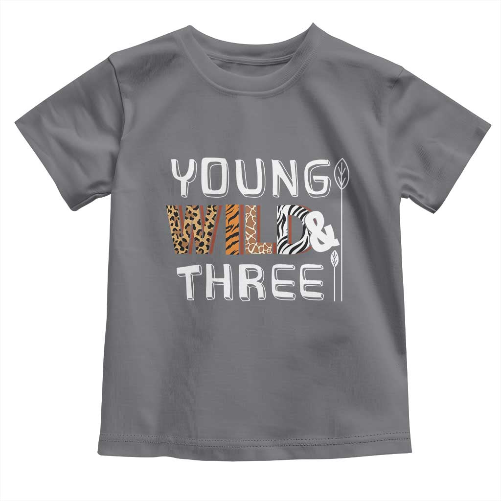 3rd Birthday Toddler T Shirt Young Wild And Three Safari Zoo Party