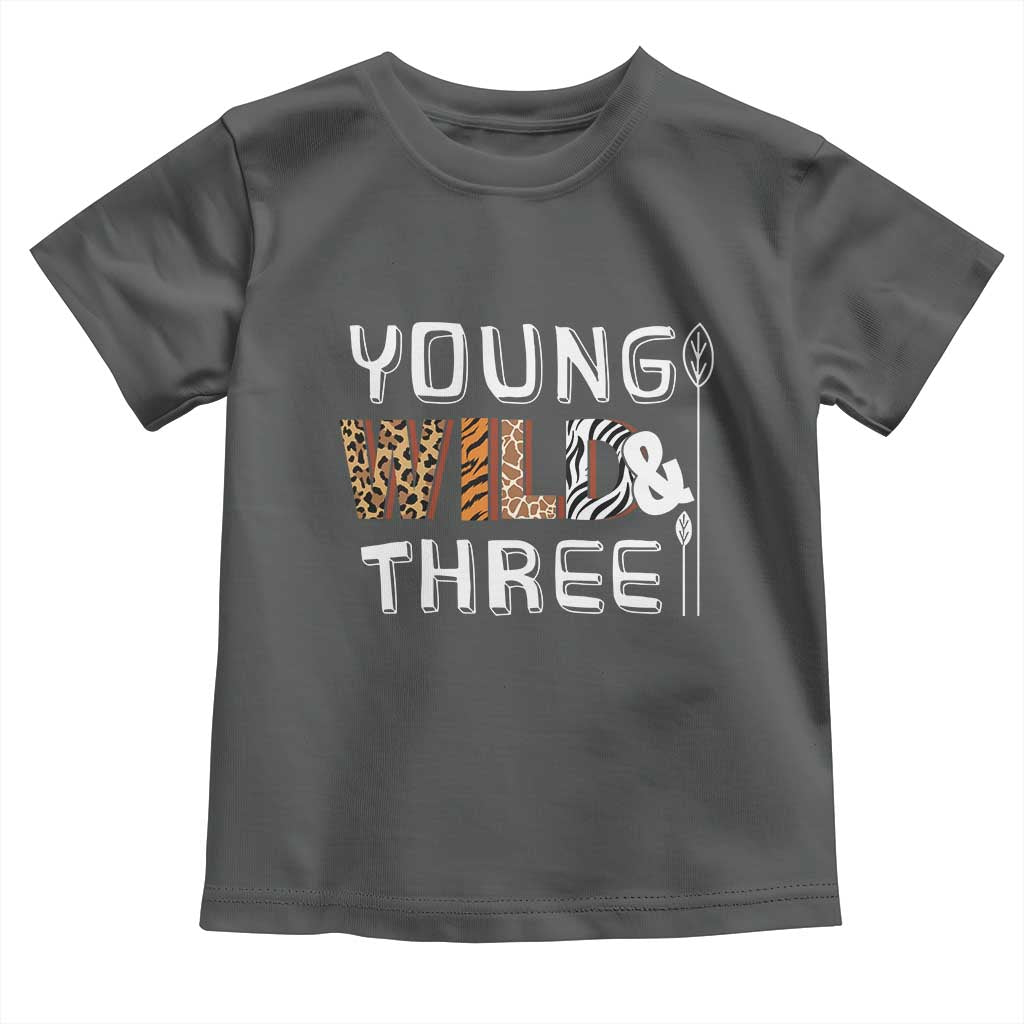3rd Birthday Toddler T Shirt Young Wild And Three Safari Zoo Party