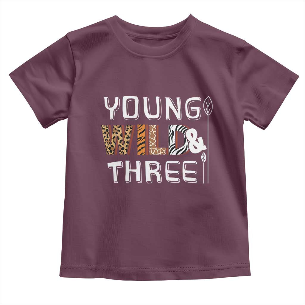 3rd Birthday Toddler T Shirt Young Wild And Three Safari Zoo Party