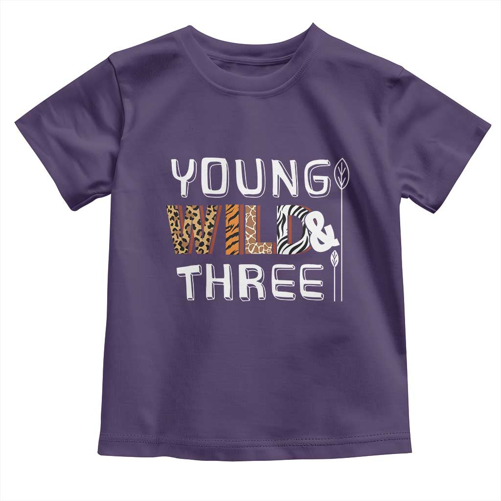 3rd Birthday Toddler T Shirt Young Wild And Three Safari Zoo Party