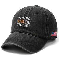 3rd Birthday Washed Cotton Baseball Cap Young Wild And Three Safari Zoo Party