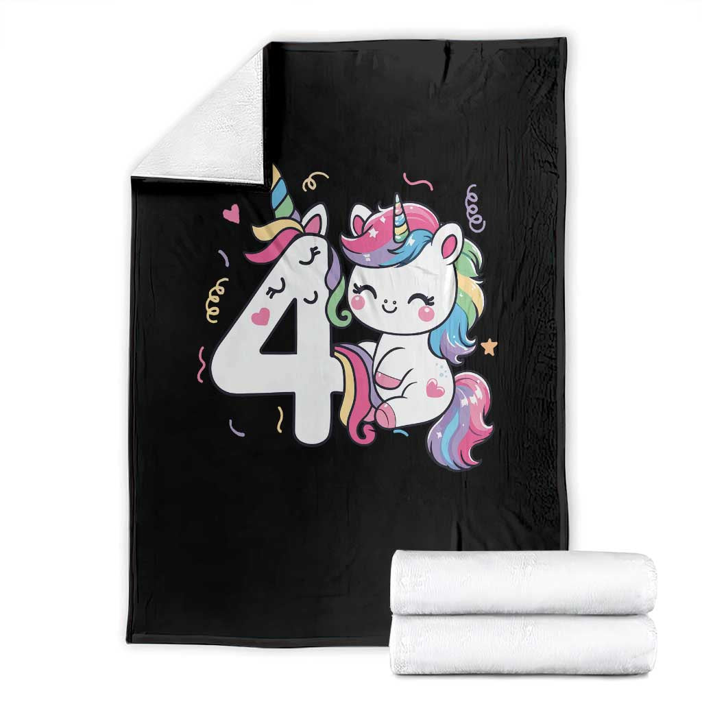 Unicorn 4th Birthday Throw Blanket 4 Years Old Birthday Outfit