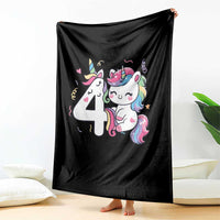 Unicorn 4th Birthday Throw Blanket 4 Years Old Birthday Outfit