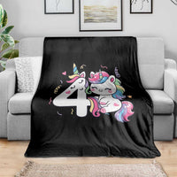 Unicorn 4th Birthday Throw Blanket 4 Years Old Birthday Outfit