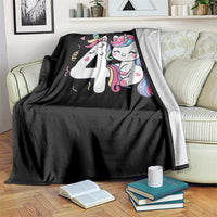 Unicorn 4th Birthday Throw Blanket 4 Years Old Birthday Outfit