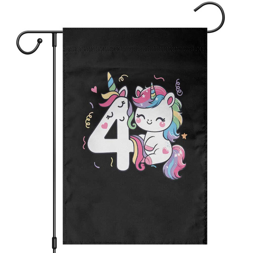 Unicorn 4th Birthday Garden Flag 4 Years Old Birthday Outfit