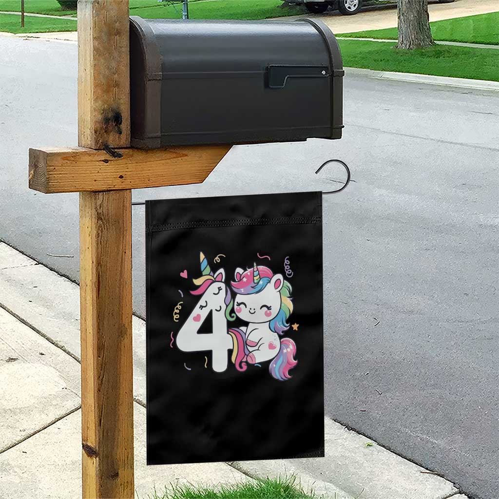 Unicorn 4th Birthday Garden Flag 4 Years Old Birthday Outfit