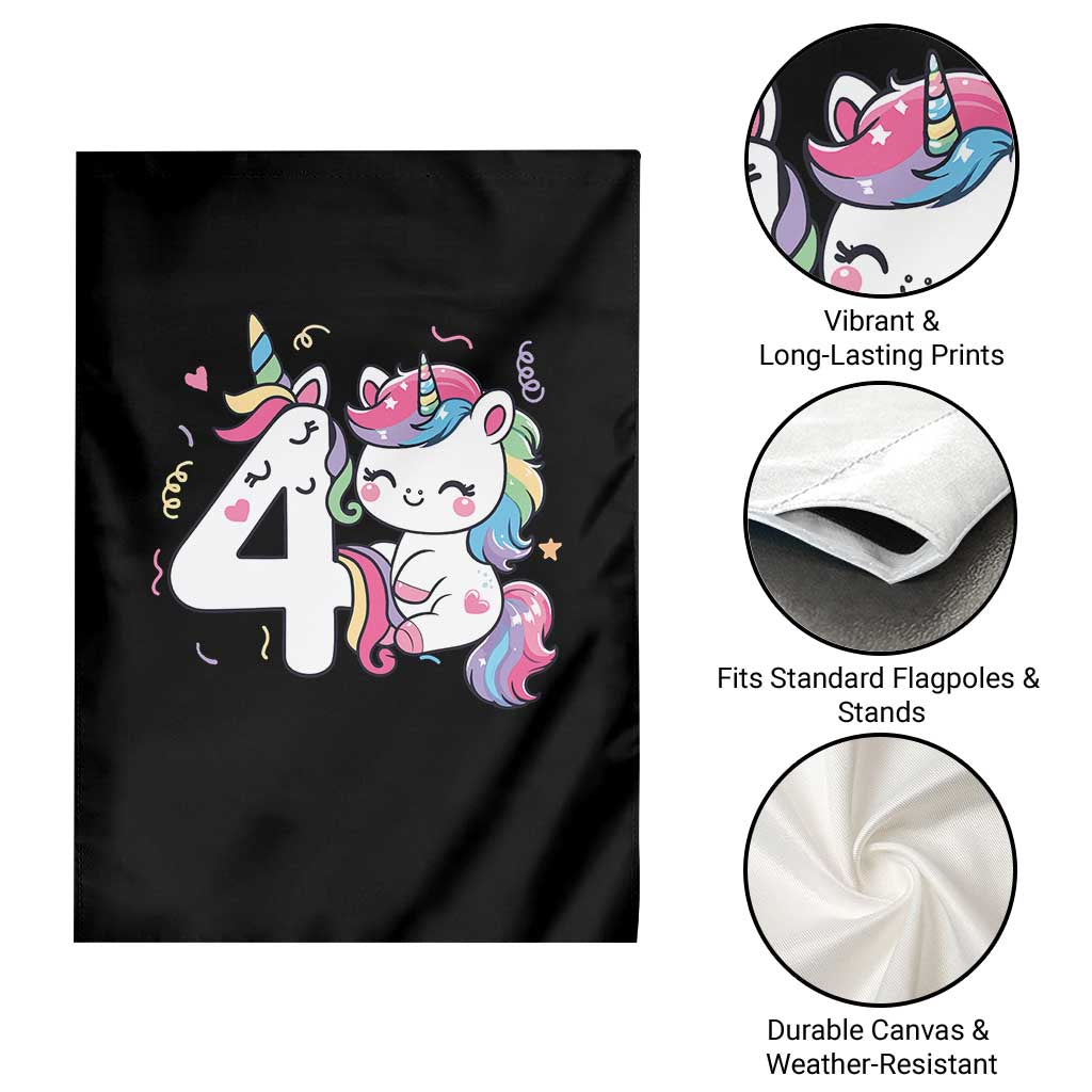 Unicorn 4th Birthday Garden Flag 4 Years Old Birthday Outfit