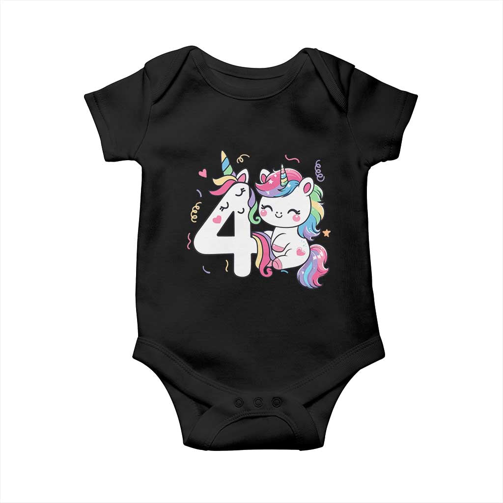 Unicorn 4th Birthday Baby Onesie 4 Years Old Birthday Outfit