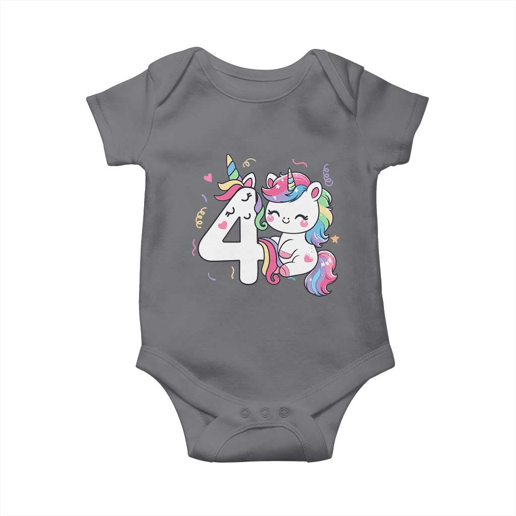 Unicorn 4th Birthday Baby Onesie 4 Years Old Birthday Outfit