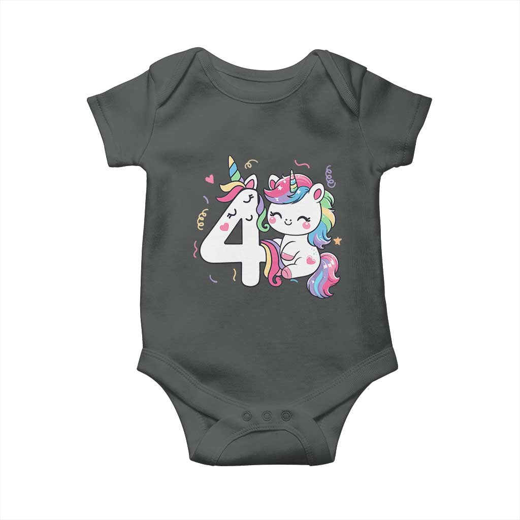 Unicorn 4th Birthday Baby Onesie 4 Years Old Birthday Outfit