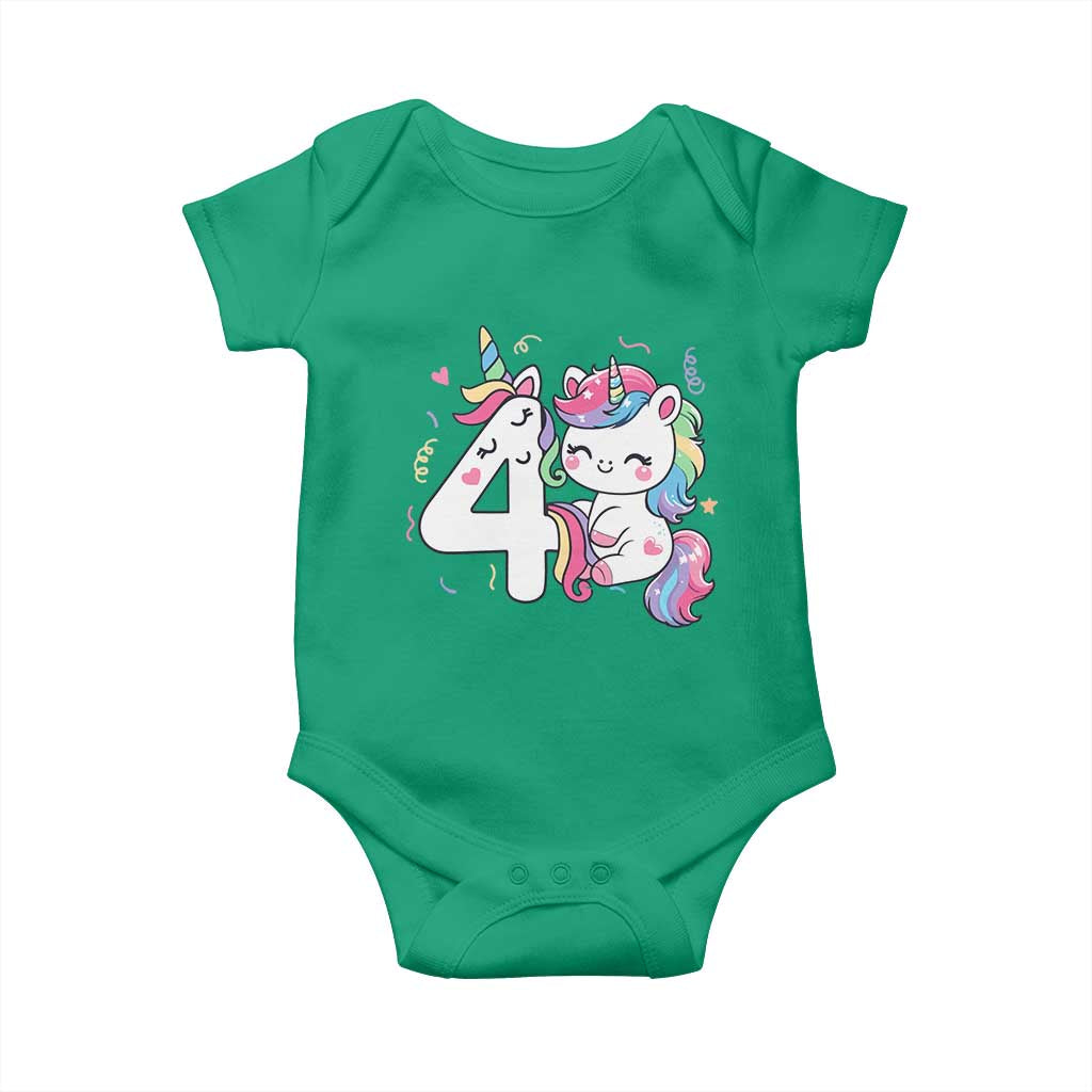 Unicorn 4th Birthday Baby Onesie 4 Years Old Birthday Outfit
