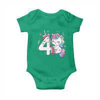 Unicorn 4th Birthday Baby Onesie 4 Years Old Birthday Outfit