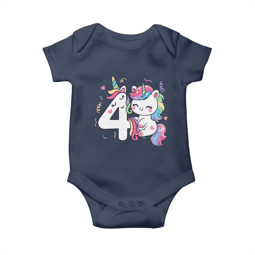 Unicorn 4th Birthday Baby Onesie 4 Years Old Birthday Outfit