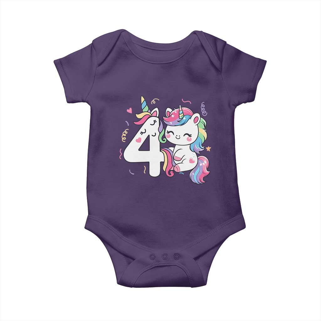 Unicorn 4th Birthday Baby Onesie 4 Years Old Birthday Outfit