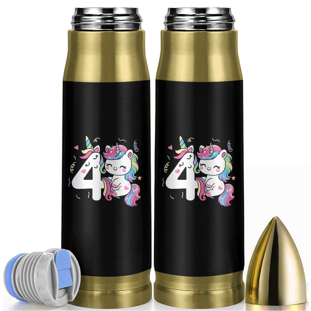 Unicorn 4th Birthday Bullet Tumbler 4 Years Old Birthday Outfit
