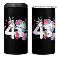 Unicorn 4th Birthday 4 in 1 Can Cooler Tumbler 4 Years Old Birthday Outfit