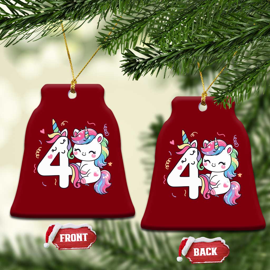 Unicorn 4th Birthday Ceramic Ornament 4 Years Old Birthday Outfit