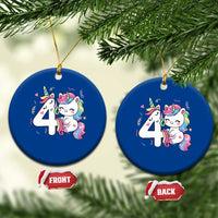 Unicorn 4th Birthday Ceramic Ornament 4 Years Old Birthday Outfit