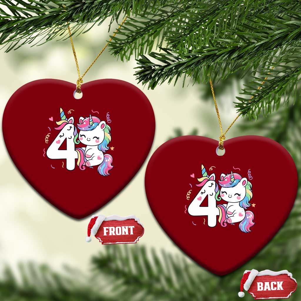 Unicorn 4th Birthday Ceramic Ornament 4 Years Old Birthday Outfit