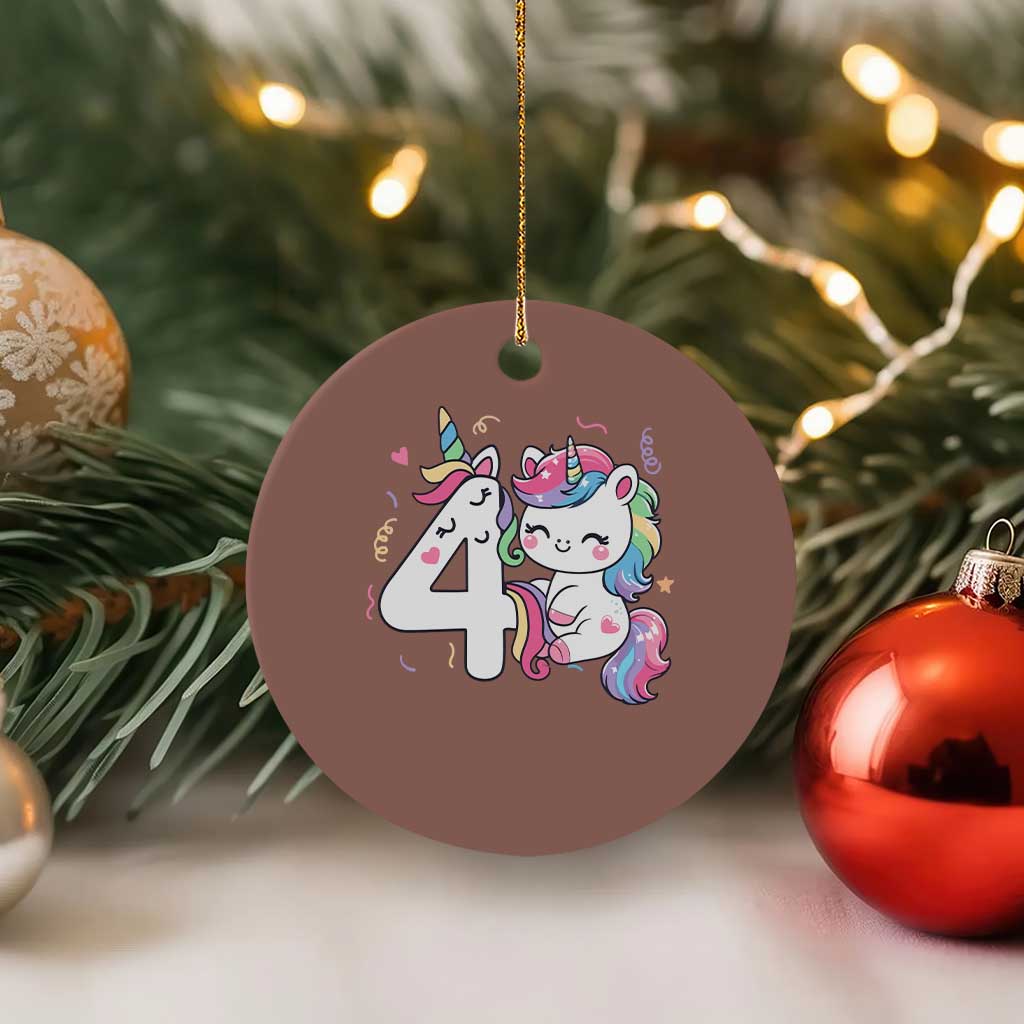 Unicorn 4th Birthday Ceramic Ornament 4 Years Old Birthday Outfit