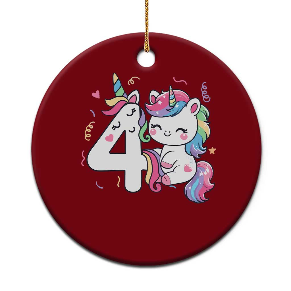 Unicorn 4th Birthday Ceramic Ornament 4 Years Old Birthday Outfit