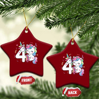 Unicorn 4th Birthday Ceramic Ornament 4 Years Old Birthday Outfit