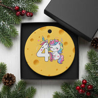 Unicorn 4th Birthday Ceramic Ornament 4 Years Old Birthday Outfit