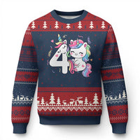 Unicorn 4th Birthday Ugly Christmas Sweater 4 Years Old Birthday Outfit