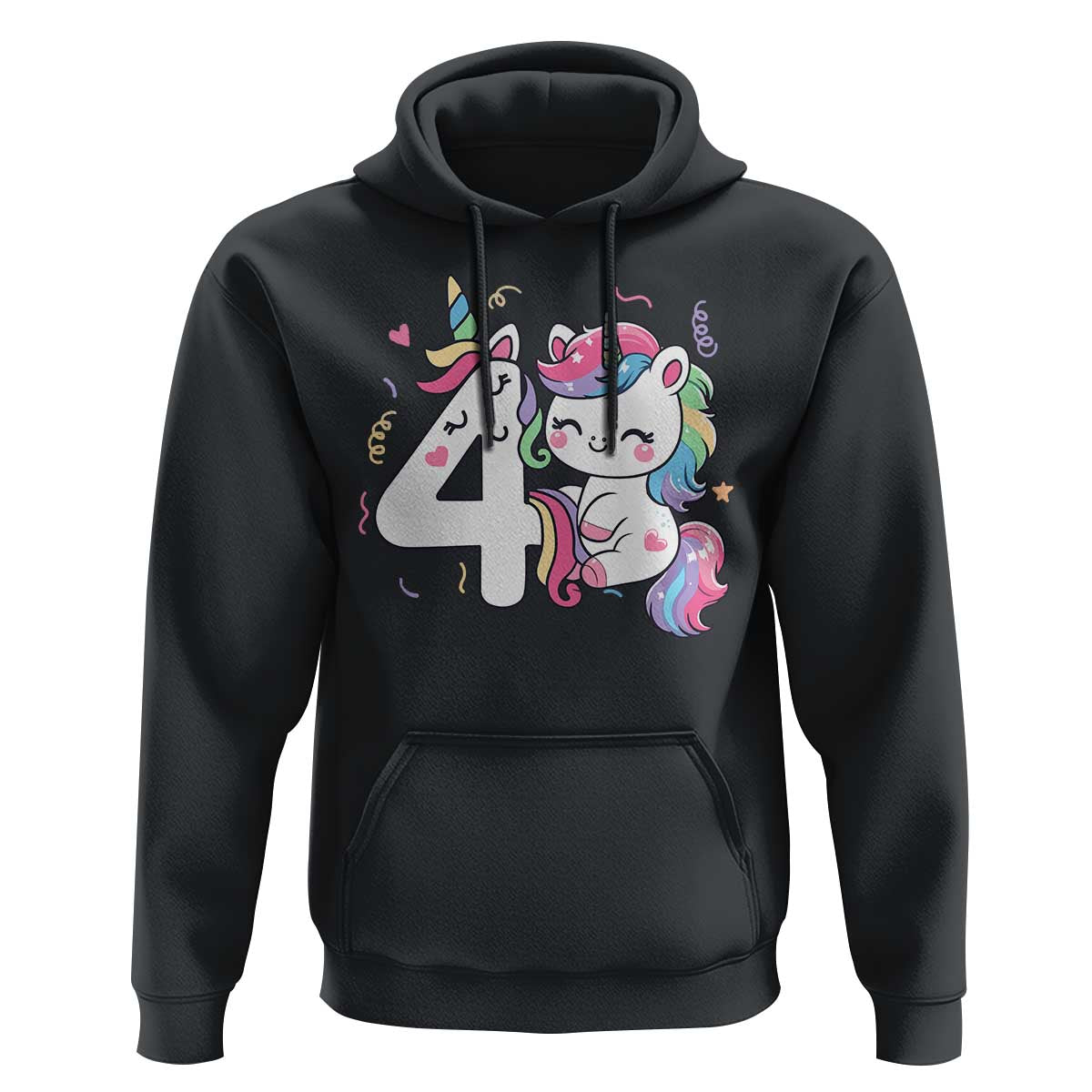 Unicorn 4th Birthday Hoodie 4 Years Old Birthday Outfit