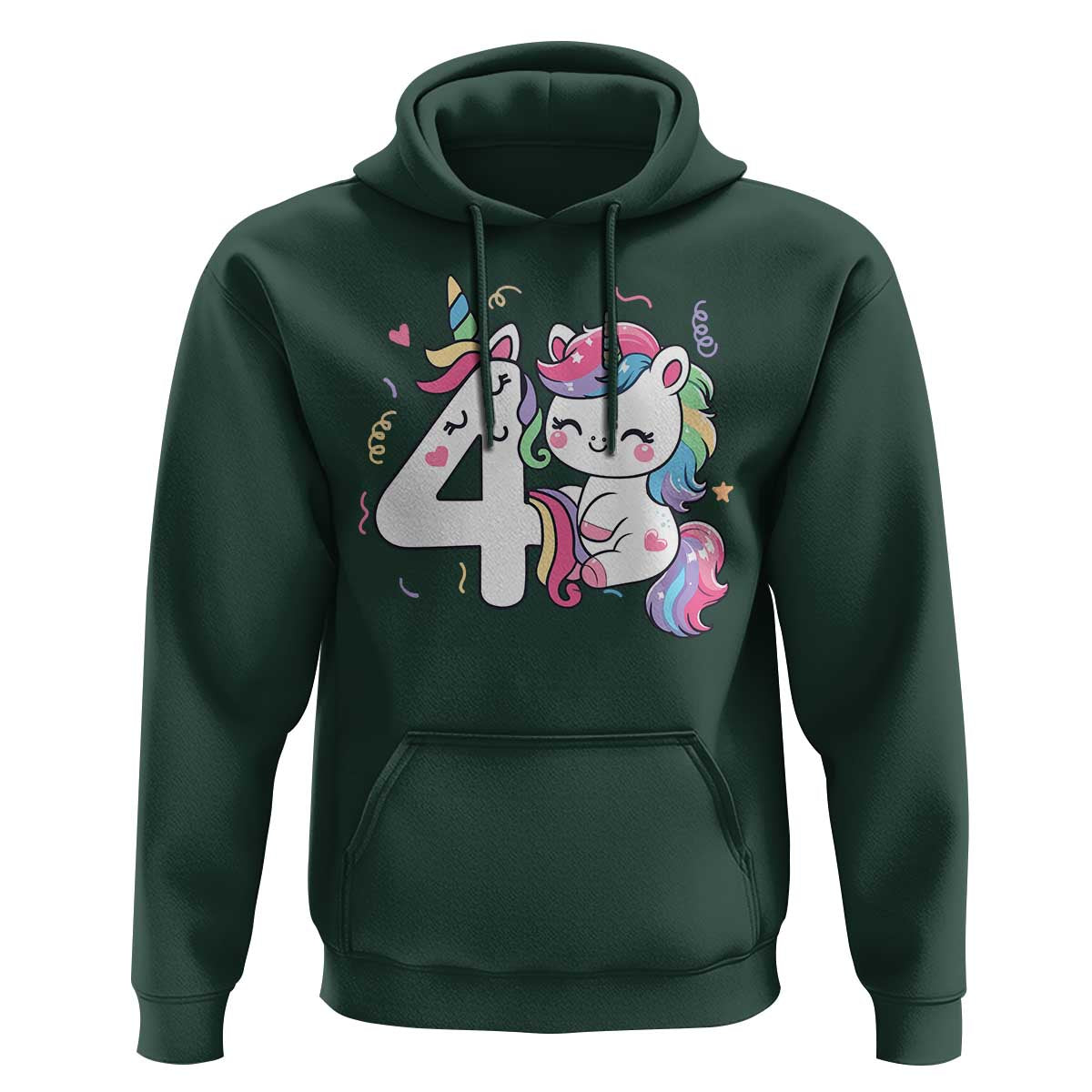 Unicorn 4th Birthday Hoodie 4 Years Old Birthday Outfit