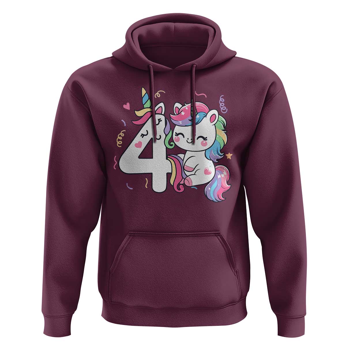 Unicorn 4th Birthday Hoodie 4 Years Old Birthday Outfit