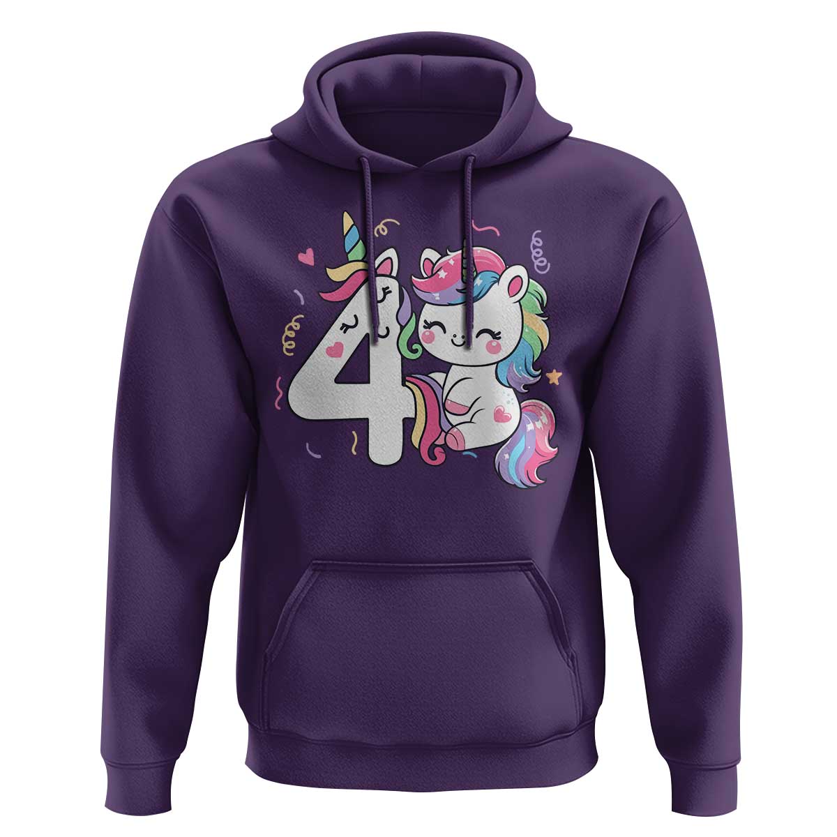 Unicorn 4th Birthday Hoodie 4 Years Old Birthday Outfit