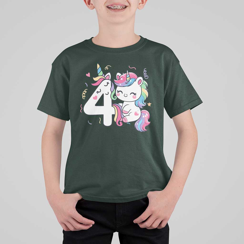 Unicorn 4th Birthday T Shirt For Kid 4 Years Old Birthday Outfit