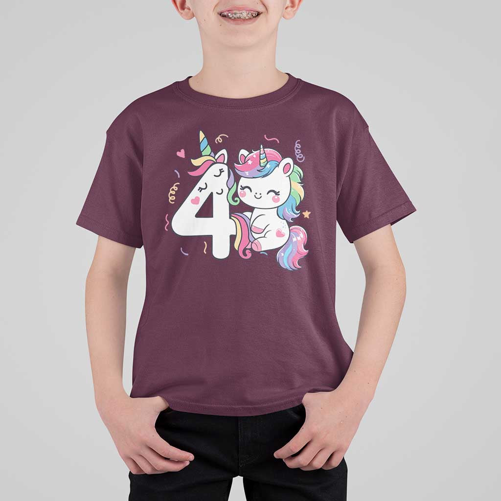 Unicorn 4th Birthday T Shirt For Kid 4 Years Old Birthday Outfit